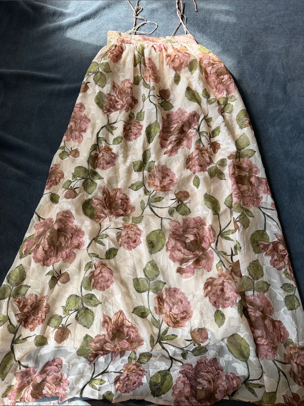 Flying Tomato Cream Maxi Dress with Pink Floral Print